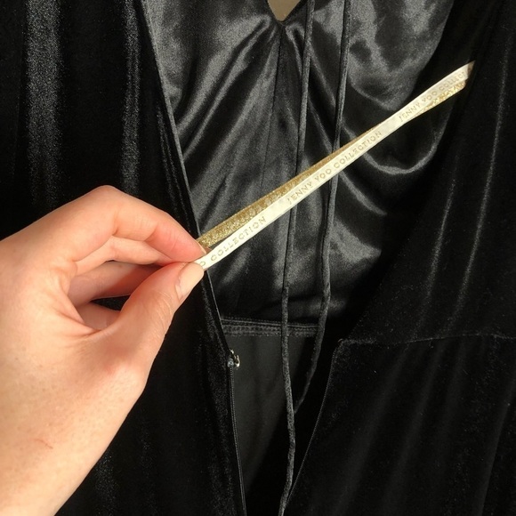 JENNY YOO Ellis Black Velvet Stretchy Long Bridesmaid Winter Wedding Gown Dress - Picture 10 of 15